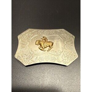 Vintage Nickel Silver Belt Buckle Sand & Sage Western Style Horse Cowboy